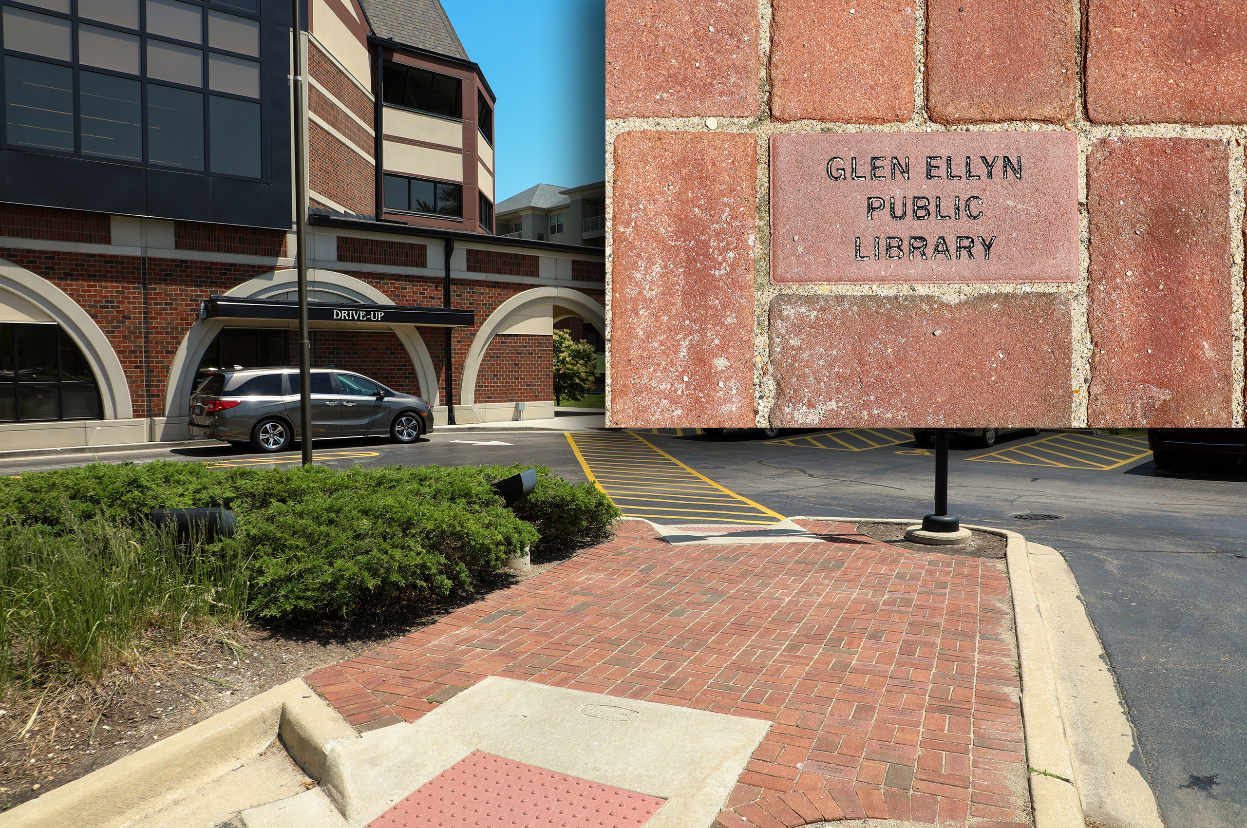 donor brick in walkway and close-up